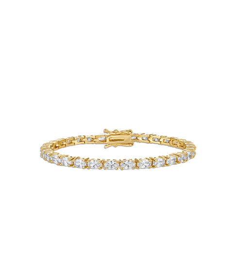 Crystal Oval Tennis Bracelet - Gold